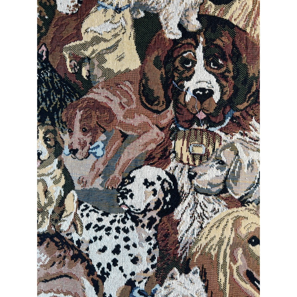 Fabric Vintage Heavy Upholstery Jacquard Tapestry Dog Breed Collage 26 L x 28" W